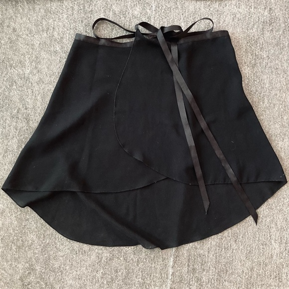 🖤 Sheer Black Wrap Ballet Skirt with Ribbon Tie ♠️ - Picture 4 of 5